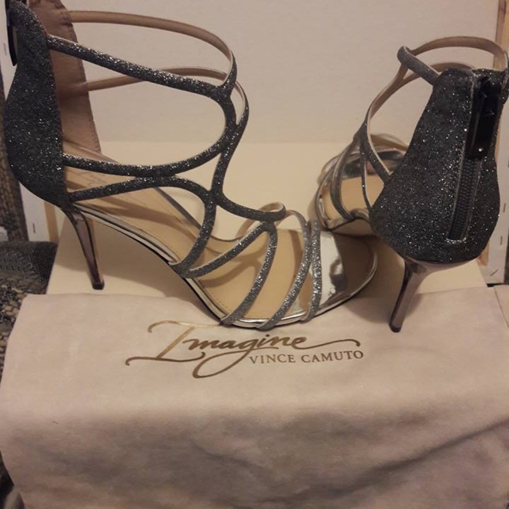 Vince Camuto Silver Ranee Glitter Sandals